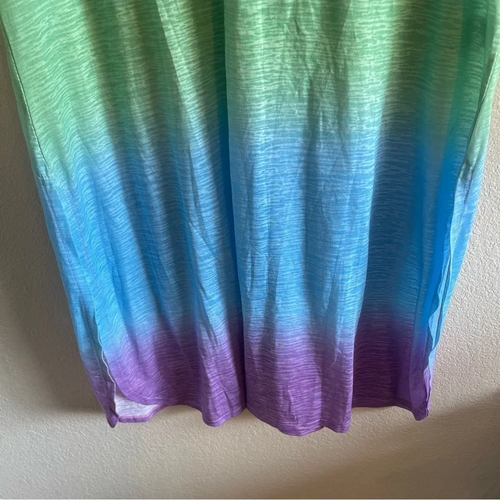 Pitusa Ombre V Back Dress Rainbow Low Back Short Sleeve Boho Womens One Size - Picture 7 of 11